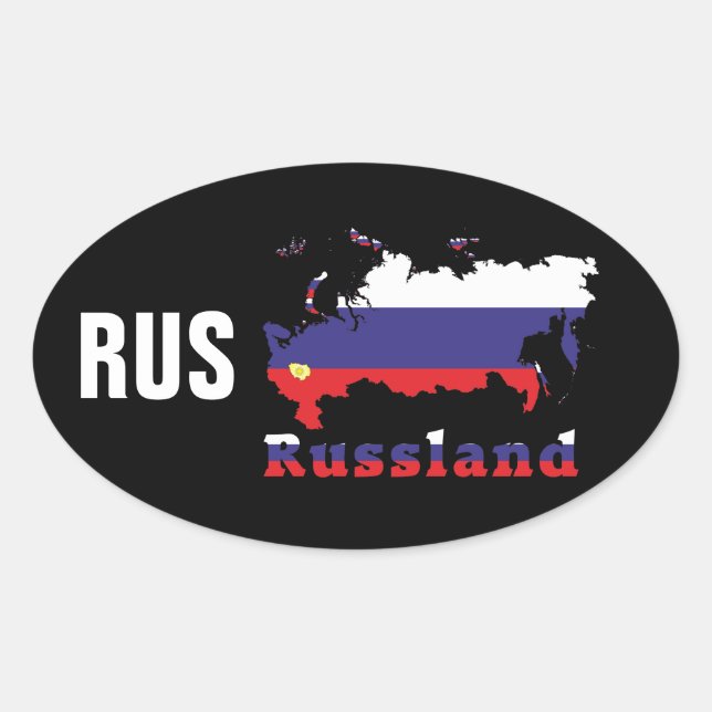Pegatina Ovalada Rusia - Russia pegamento (Anverso)