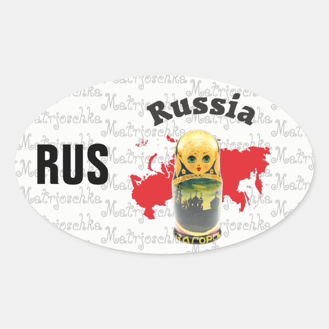 Pegatina Ovalada Rusia - Russia pegamento (Anverso)