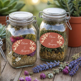 Pegatina Ovalada Rústico floral eterno