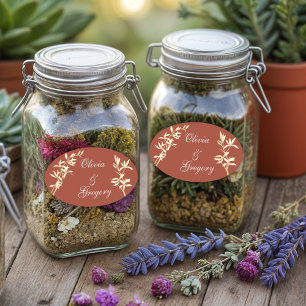 Pegatina Ovalada Rústico floral eterno