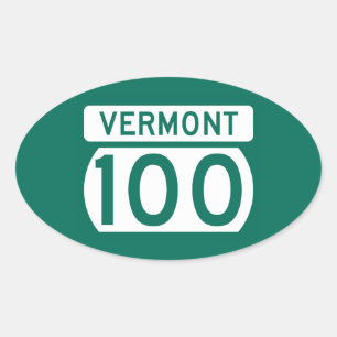 Pegatina Ovalada Ruta 100, Vermont, Estados Unidos