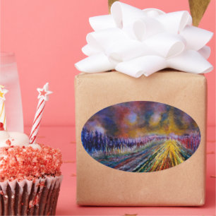 Pegatina Ovalada Ruta púrpura