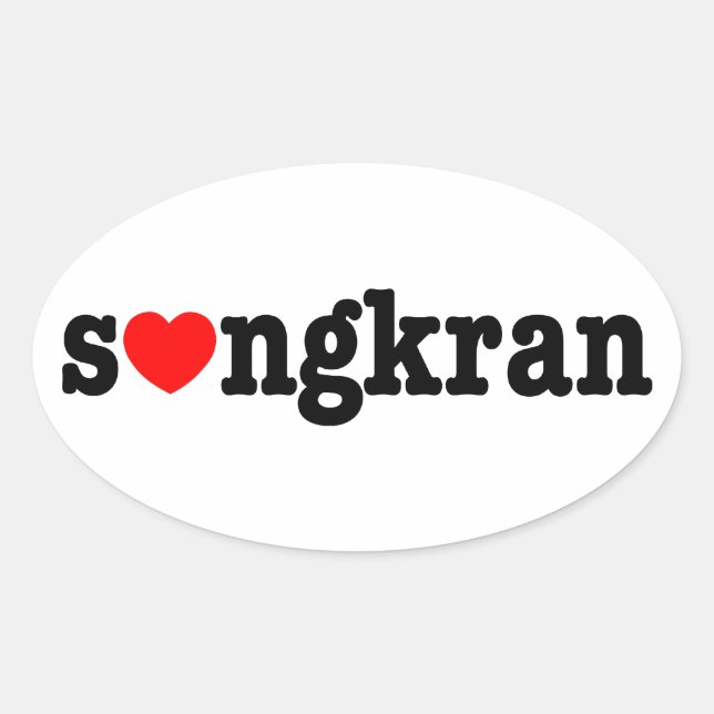 Pegatina Ovalada s ❤ ngkran ~ Heart (Love) Songkran (Anverso)