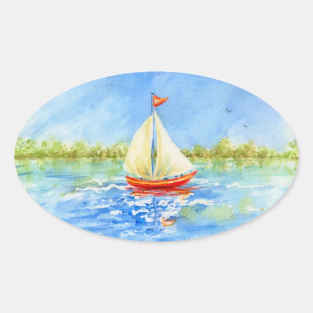 Pegatina Ovalada Sailboat Reflections Stickers (Anverso)