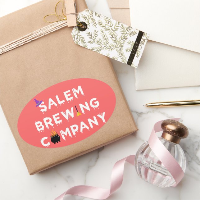 Pegatina Ovalada Salem Brewing Company White (Regalar)