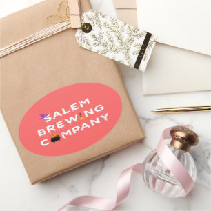 Pegatina Ovalada Salem Brewing Company White