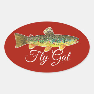 Pegatina Ovalada Salmo Trutta Fly Fishing