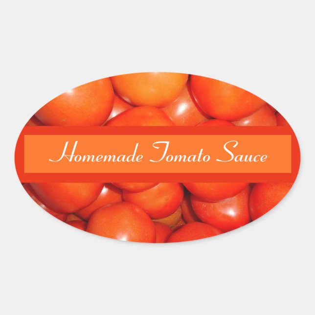 Pegatina Ovalada Salsa de tomate/Etiqueta de lata con trozos (Anverso)