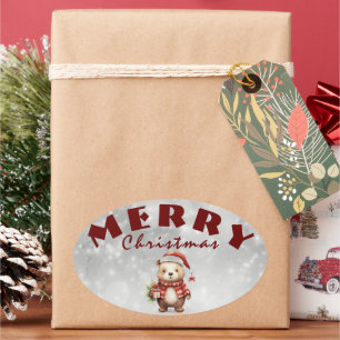 Pegatina Ovalada Saludo de los navidades