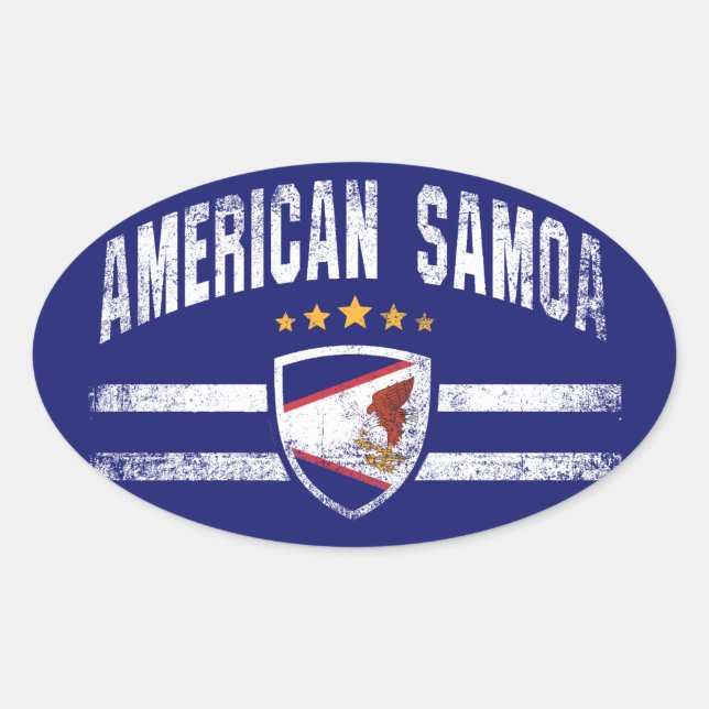 Pegatina Ovalada Samoa Americana (Anverso)