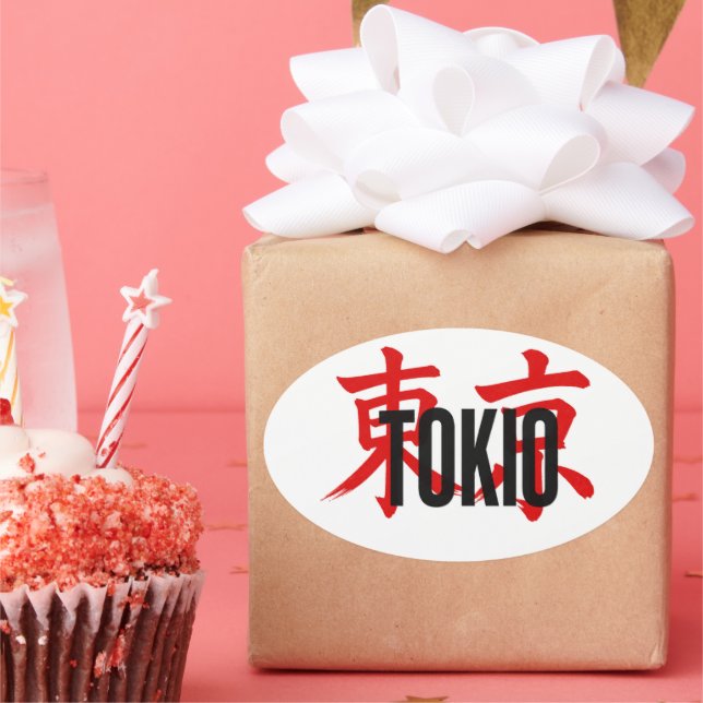 Pegatina Ovalada samurái de Tokio (Fiesta)
