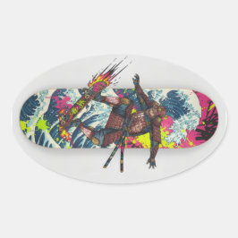 Pegatina Ovalada Samurai Skateboard Art – Japanese Spirit & Street 