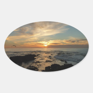 Pegatina Ovalada San Diego Sunset I California Seascape