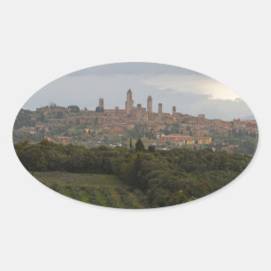 Pegatina Ovalada San Gimignano, Italia