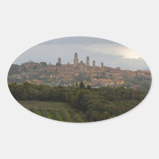 Pegatina Ovalada San Gimignano, Italia