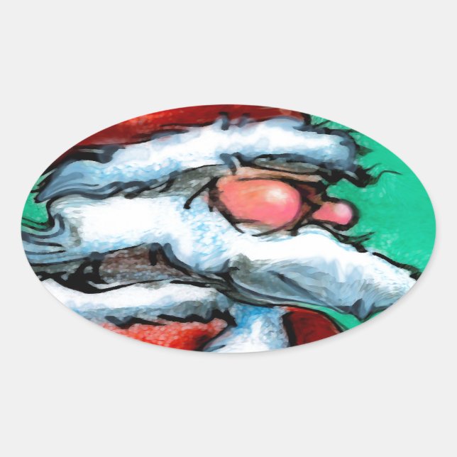 Pegatina Ovalada Santa Claus (Anverso)