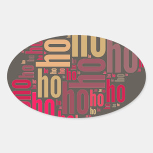 Pegatina Ovalada Santa Claus wordcloud Ho Ho Ho