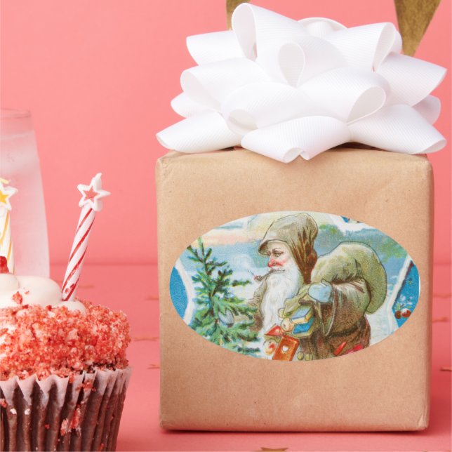 Pegatina Ovalada Santa de nieve de navidad (Fiesta)