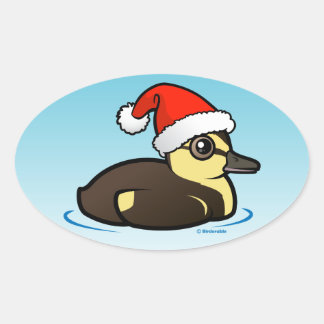 Pegatina Ovalada Santa Duckling