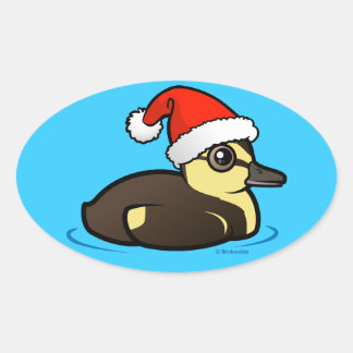 Pegatina Ovalada Santa Duckling