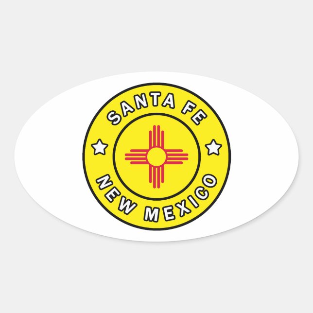 Pegatina Ovalada Santa Fe Nuevo México (Anverso)