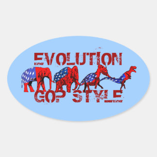 Pegatina Ovalada Sátira contra la evolución republicana anti-GOP