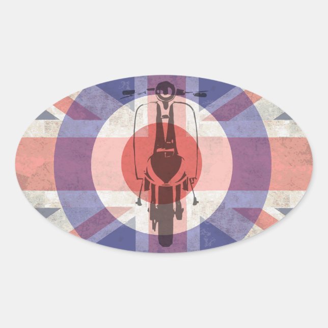 Pegatina Ovalada Scooter Union Jack Target art (Anverso)