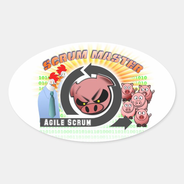 Pegatina Ovalada Scrum Master (Anverso)