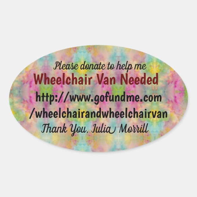 Pegatina Ovalada Se necesita una camioneta en silla de ruedas (Anverso)