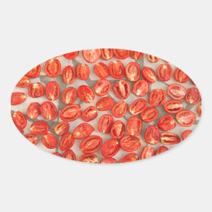 Pegatina Ovalada Secando tomates