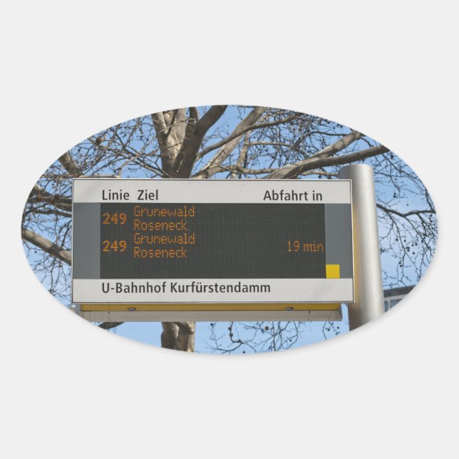 Pegatina Ovalada Señal de parada de autobús en Berlín (Anverso)