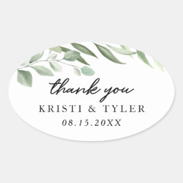 Pegatina Ovalada Sencilla vegetación deja pegatinas caseras