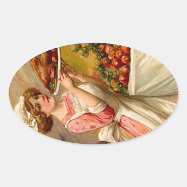 Pegatina Ovalada Señora de la cena de la acción de gracias del (Anverso)