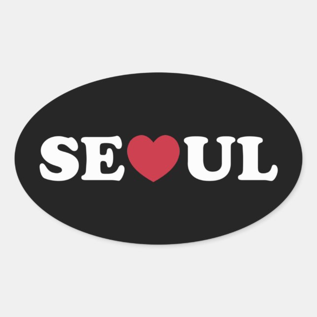 Pegatina Ovalada Seoul Love Heart (Anverso)