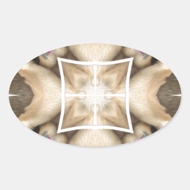 Pegatina Ovalada Serengeti Splendor: Animales vibrantes ocultan art (Anverso)