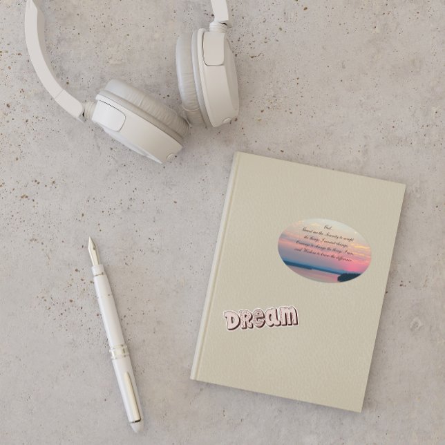 Pegatina Ovalada Serenity Prayer Pink Seacape Sunset (In Situ Journal)