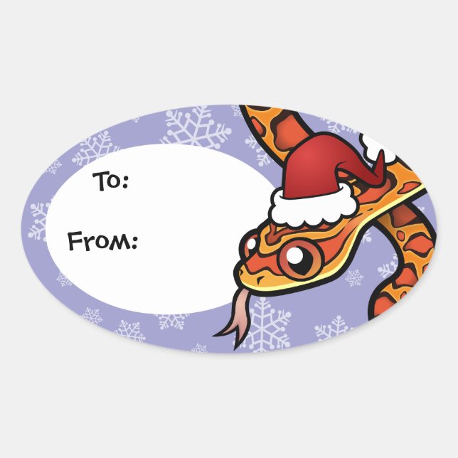 Pegatina Ovalada Serpiente de Navidad (Anverso)