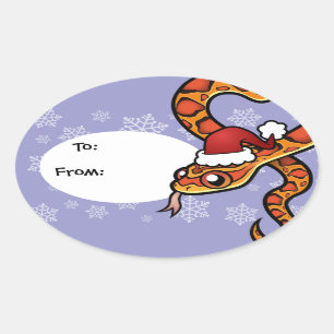 Pegatina Ovalada Serpiente de Navidad