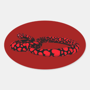 Pegatina Ovalada Serpiente Roja Con Corazón