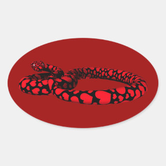Pegatina Ovalada Serpiente Roja Con Corazón