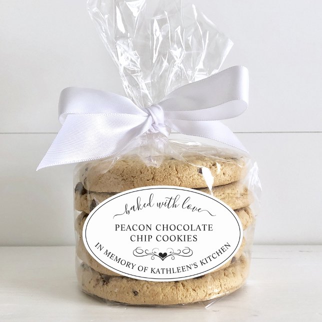 Pegatina Ovalada Servicio Memorial Recuerdo De Favor Hecho Con Amor (Memorial Service Memory Of Baked With Love Favor Oval Sticker)