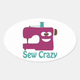 Pegatina Ovalada Sew Crazy