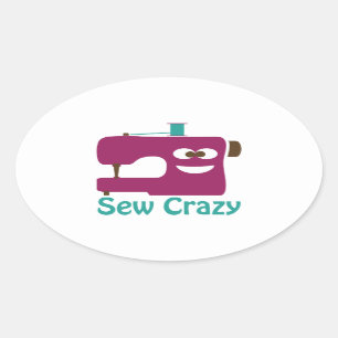 Pegatina Ovalada Sew Crazy
