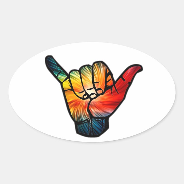 Pegatina Ovalada Shaka Rainbow (Anverso)
