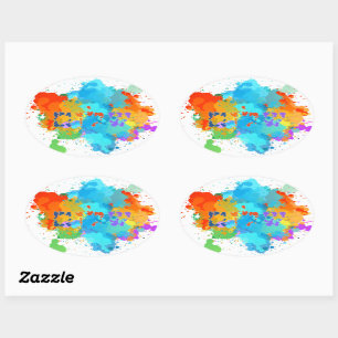 Pegatina Ovalada "Shalom" hebreo con fondo de pintura