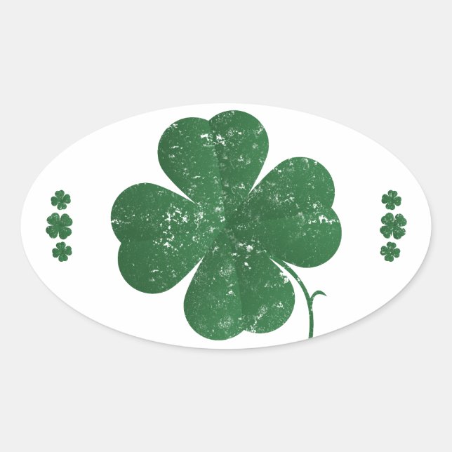 Pegatina Ovalada Shamrocks - vintage style (Anverso)