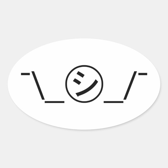 Pegatina Ovalada Shi Kana Shrug Emoticon ¯\_ ㋛_/ Ø Kaomoji japonés (Anverso)