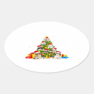 Pegatina Ovalada Shih Tzu Christmas Tree X-mas | Shih Tzu Lover