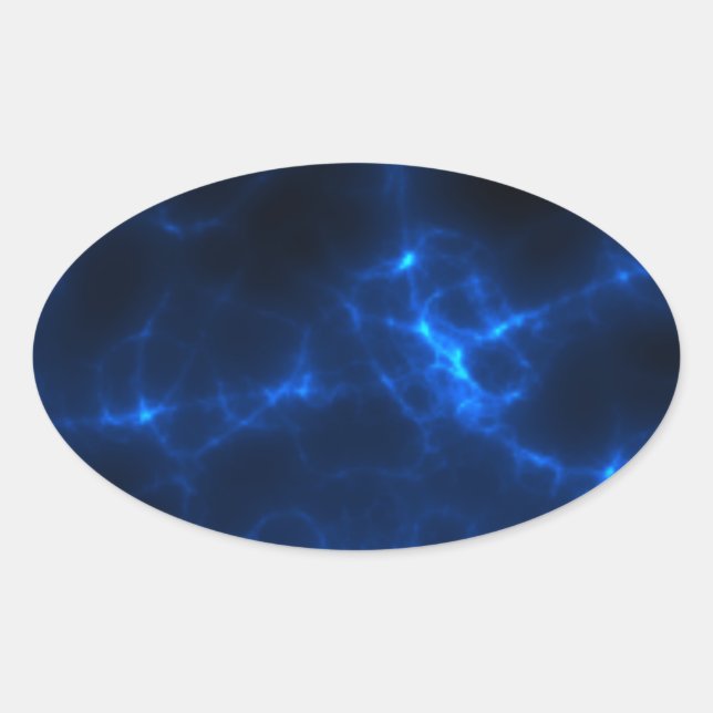 Pegatina Ovalada Shock eléctrico en azul oscuro (Anverso)