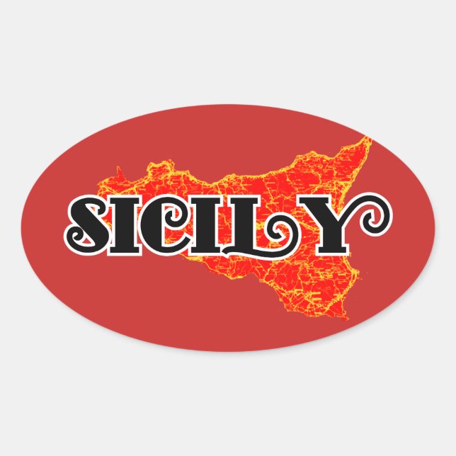 Pegatina Ovalada Sicilia (Anverso)